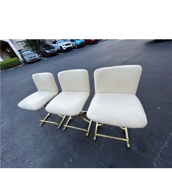 Vintage counter stools DIA brass & cream leather JEANS SHIRT JACKET SHOES - Picture 9 of 12